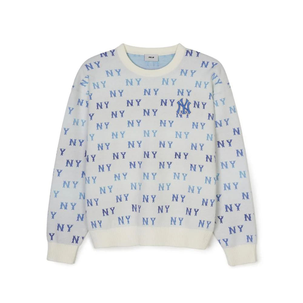 MLB New York Yankees Gradient Letter Cream White Pullover Sweatshirt Unisex 3AKPM0144-50CRS