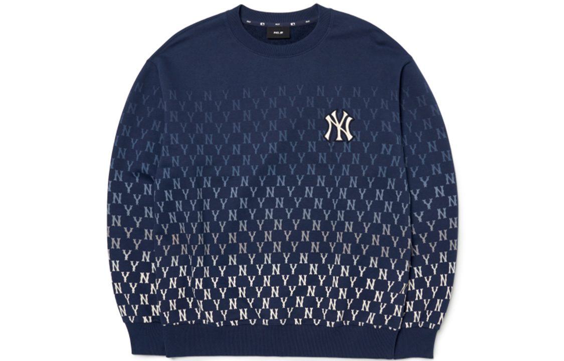 MLB New York Yankees Gradient Logo Crewneck Sweatshirt Navy Unisex Fall Style 3AMTM1024-50NYD
