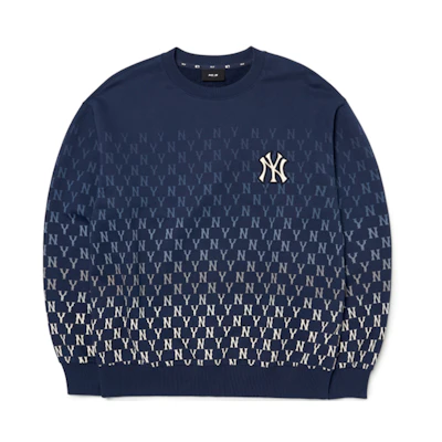 MLB New York Yankees Gradient Logo Crewneck Sweatshirt Navy Unisex Fall Style 3AMTM1024-50NYD