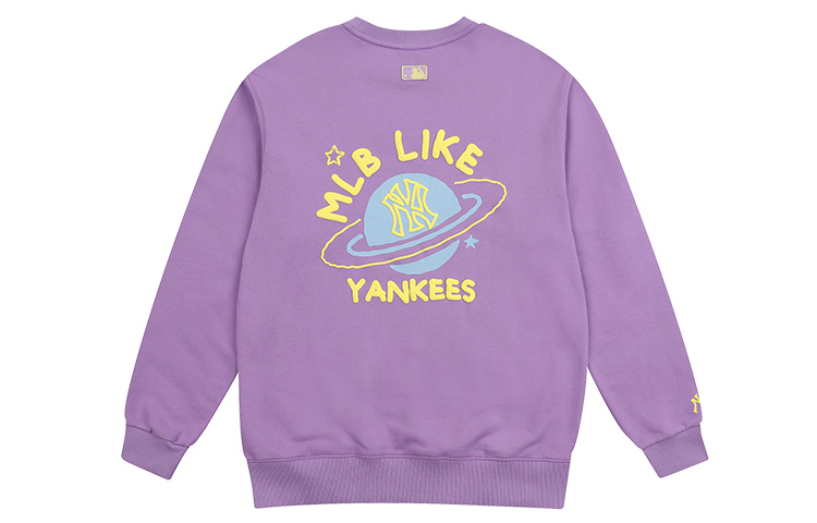 MLB New York Yankees Graffiti Crewneck Fleece Sweatshirt Purple Unisex 31MT54061-50V