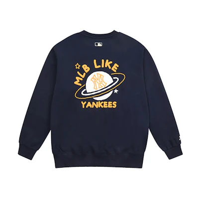 MLB New York Yankees Graffiti Crewneck Sweatshirt Unisex Navy Blue 31MT54061-50N
