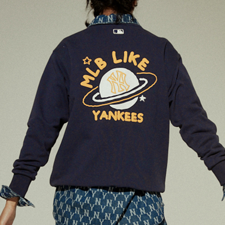 MLB New York Yankees Graffiti Crewneck Sweatshirt Unisex Navy Blue 31MT54061-50N 圖 5