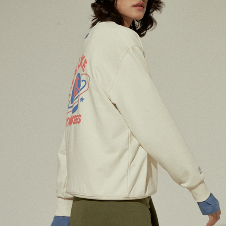 MLB New York Yankees Graffiti Crewneck Sweatshirt Beige Unisex American Style 31MT54061-50I 圖 5