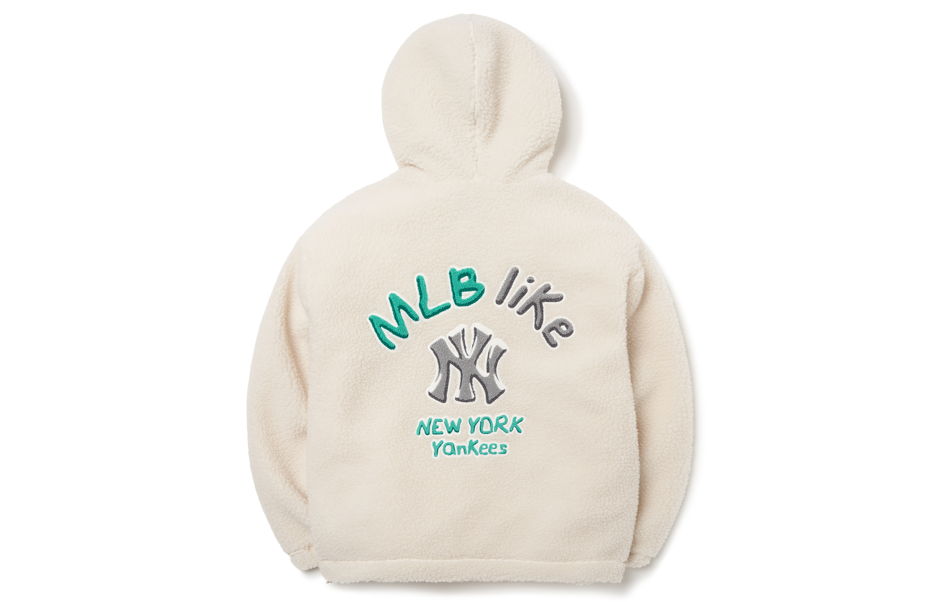 MLB New York Yankees Graffiti Logo Fleece Hoodie Jacket Winter Unisex Off-White. 3AJPF1716-50CRS