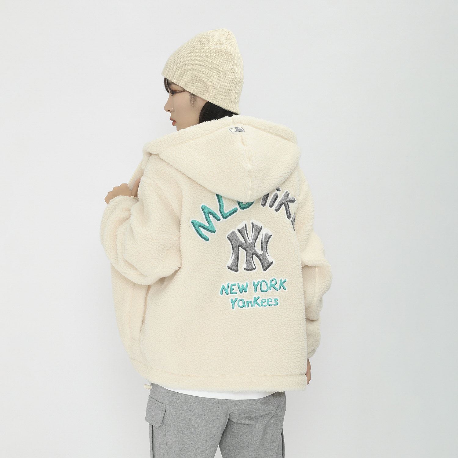 MLB New York Yankees Graffiti Logo Fleece Hoodie Jacket Winter Unisex Off-White. 3AJPF1716-50CRS 圖 8