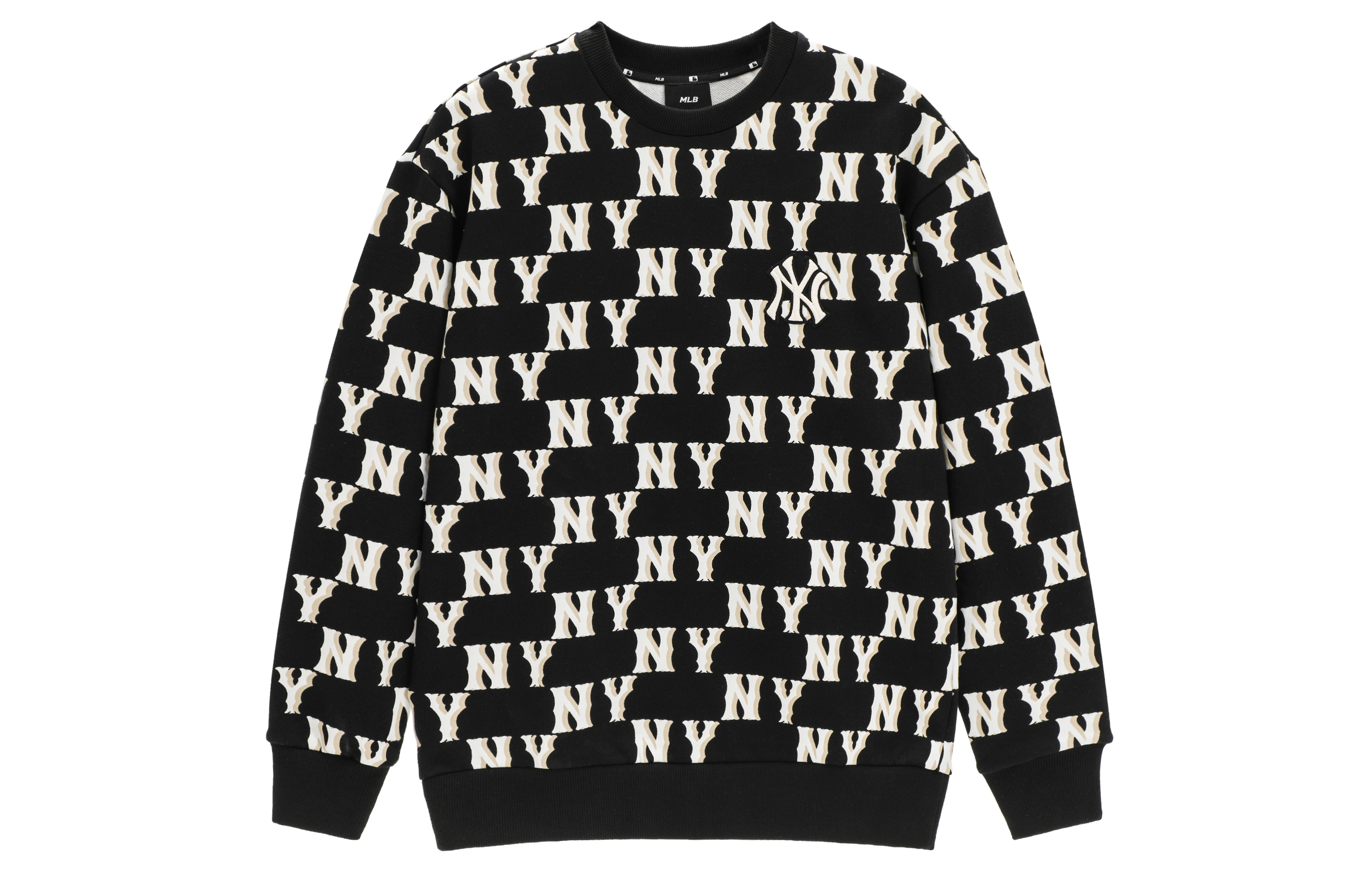 MLB New York Yankees Graffiti Monogram Crewneck Sweatshirt Black Unisex Casual 3AMTM0231-50BKS