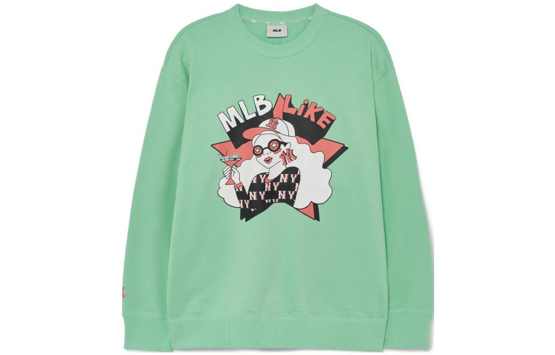 MLB New York Yankees Graphic Print Retro Pullover Sweatshirt Unisex Light Green 3AMTL0231-50GNL