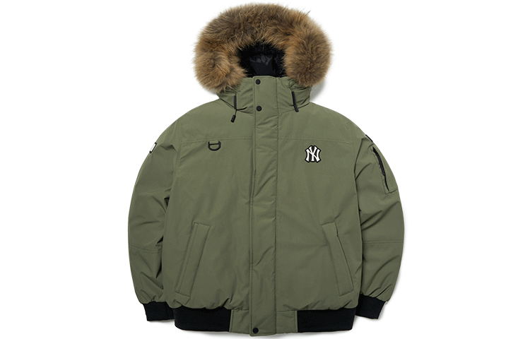 MLB New York Yankees Green Winter Short Down Jacket with Fur Hood. 3ADJB0716-50KAS 圖 2