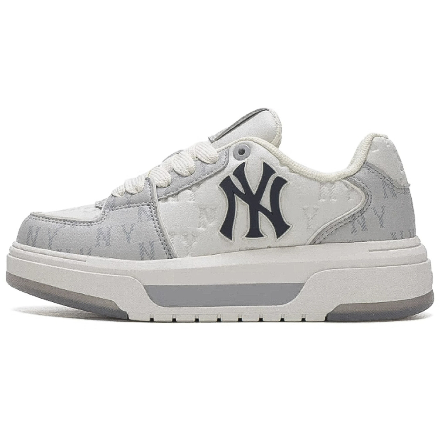 MLB New York Yankees Grey Monogram Low-Top Sneakers Casual Classic Style 3ASXM036N-50GRS
