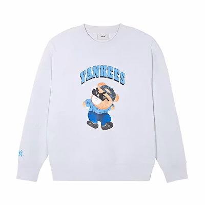 MLB New York Yankees Grumpy Bear Print Crewneck Sweatshirt Light Gray Unisex 3AMTE0141-50MGL