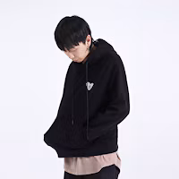 Shop MLB 紐約洋基隊刺繡愛心連帽衫 黑色 男女款 31HDL1111-50L