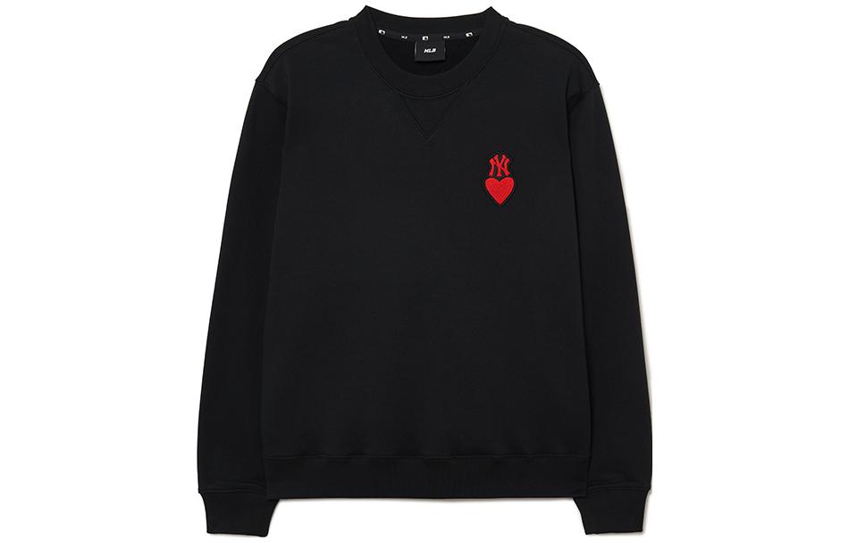 MLB New York Yankees Heart Embroidered Logo Oversized Pullover Sweatshirt Black 3AMTH0234-50BKS