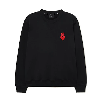 MLB New York Yankees Heart Embroidered Logo Oversized Pullover Sweatshirt Black 3AMTH0234-50BKS