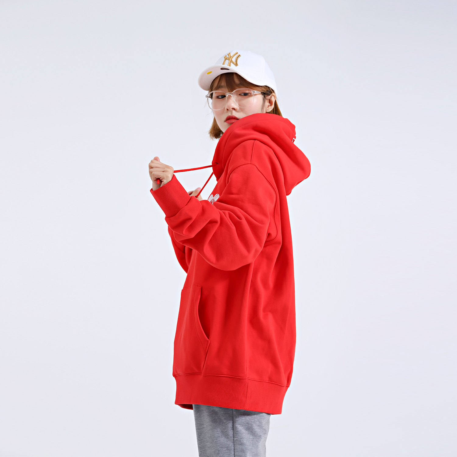 MLB New York Yankees Heart Embroidered Red Hoodie Unisex Casual Sweatshirt 31HDL1111-50R 圖 5