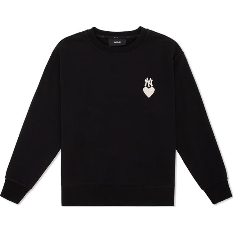 MLB New York Yankees Heart Logo Crewneck Sweatshirt Unisex Black 3AMTH9144-50BKS