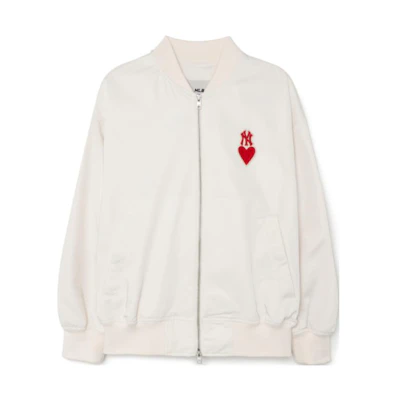 MLB New York Yankees Heart Print Collarless Jacket Unisex White 3AJPH0131-50CRS