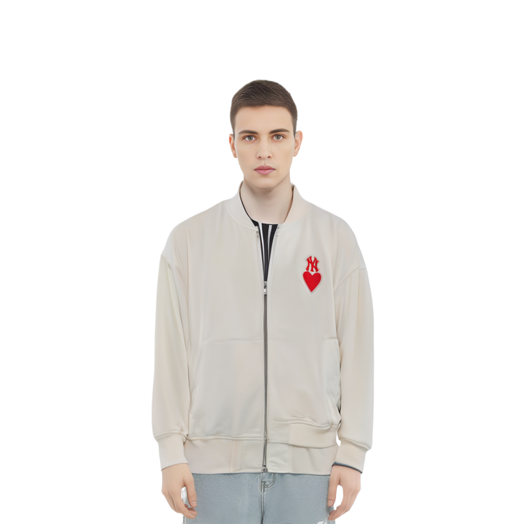 MLB New York Yankees Heart Print Collarless Jacket Unisex White 3AJPH0131-50CRS 圖 4