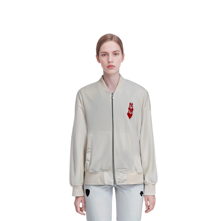 MLB New York Yankees Heart Print Collarless Jacket Unisex White 3AJPH0131-50CRS 圖 8