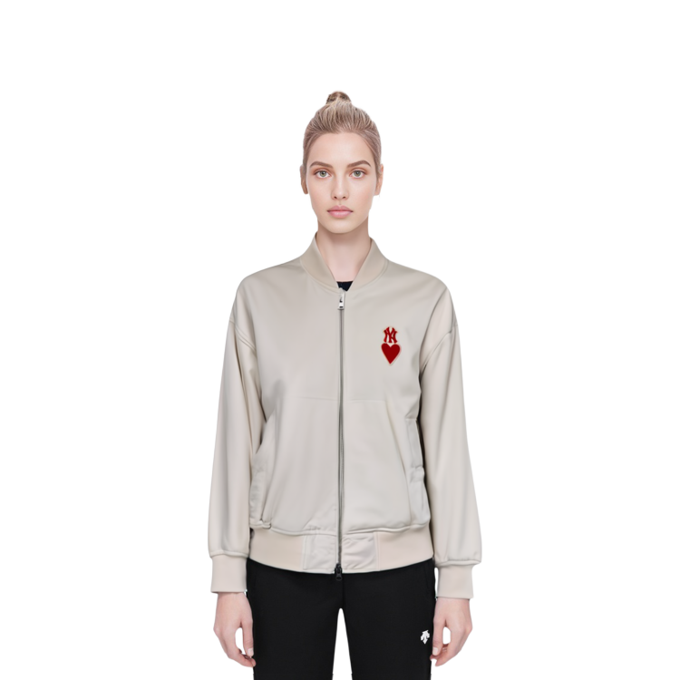 MLB New York Yankees Heart Print Collarless Jacket Unisex White 3AJPH0131-50CRS 圖 9