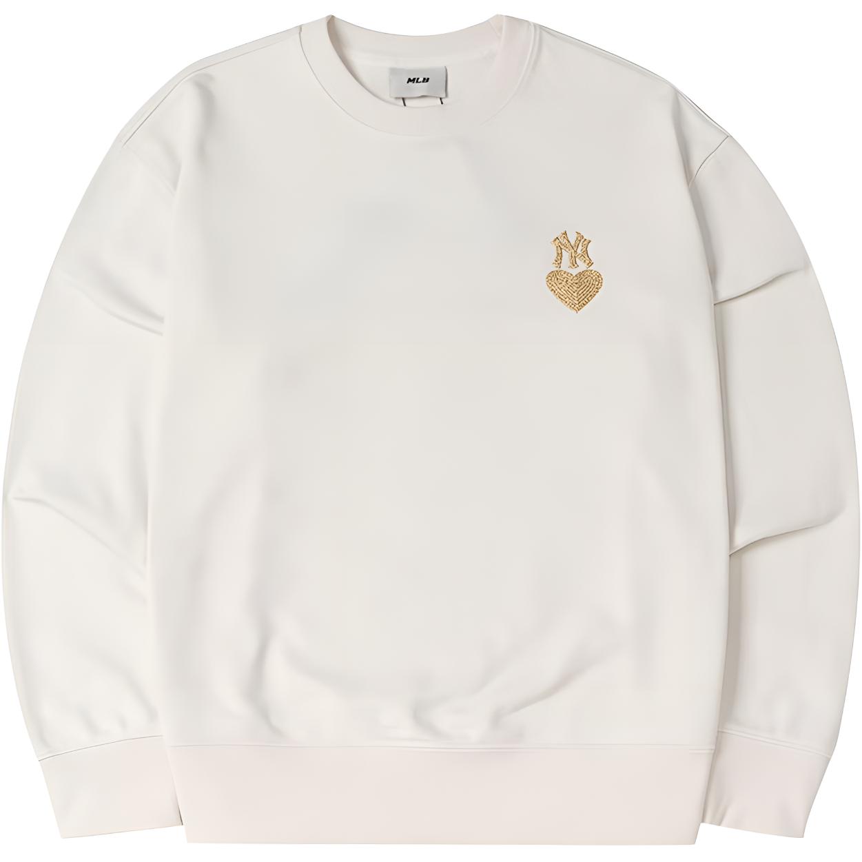 MLB New York Yankees Heart Series Cream Pullover Crewneck Sweatshirt Unisex 3AMTH9144-50CRS