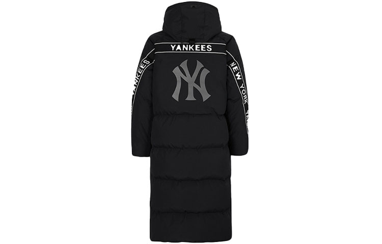 MLB New York Yankees Large Logo Long Puffer Jacket Black Unisex Winter Coat 31DJS1861-50L