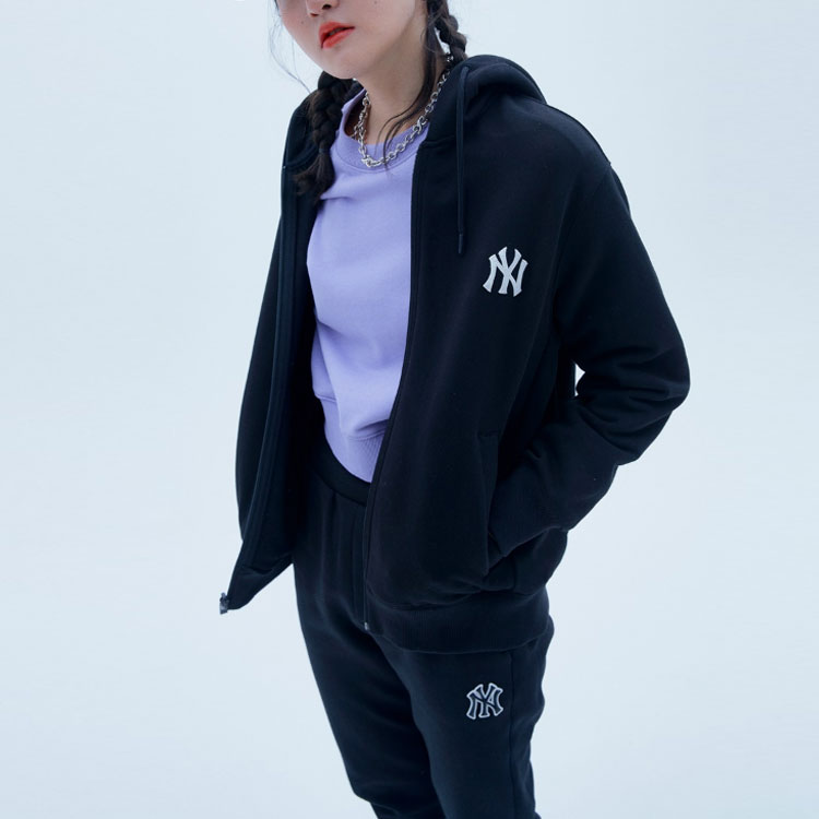 MLB New York Yankees Large Logo Zipper Hoodie Jacket Unisex - Black 31TR03111-50L 圖 4