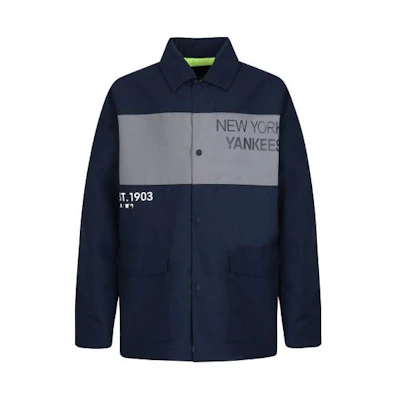 MLB New York Yankees Letter Collar Long Sleeve Jacket Blue Mens 31JP11841-50N
