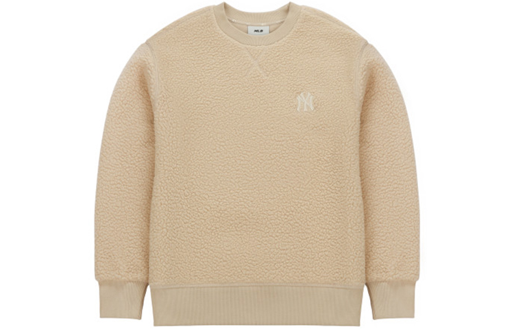 MLB New York Yankees Letter Crewneck Fleece Pullover Sand Unisex Sweater 3AMTEC716-50SAS