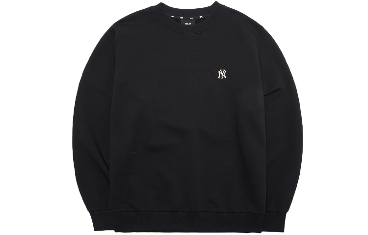 MLB New York Yankees Letter Embroidered Crewneck Sweatshirt Black Unisex 3AMTB0314-50BKS