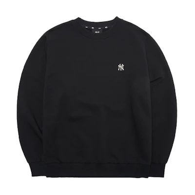 MLB New York Yankees Letter Embroidered Crewneck Sweatshirt Black Unisex 3AMTB0314-50BKS