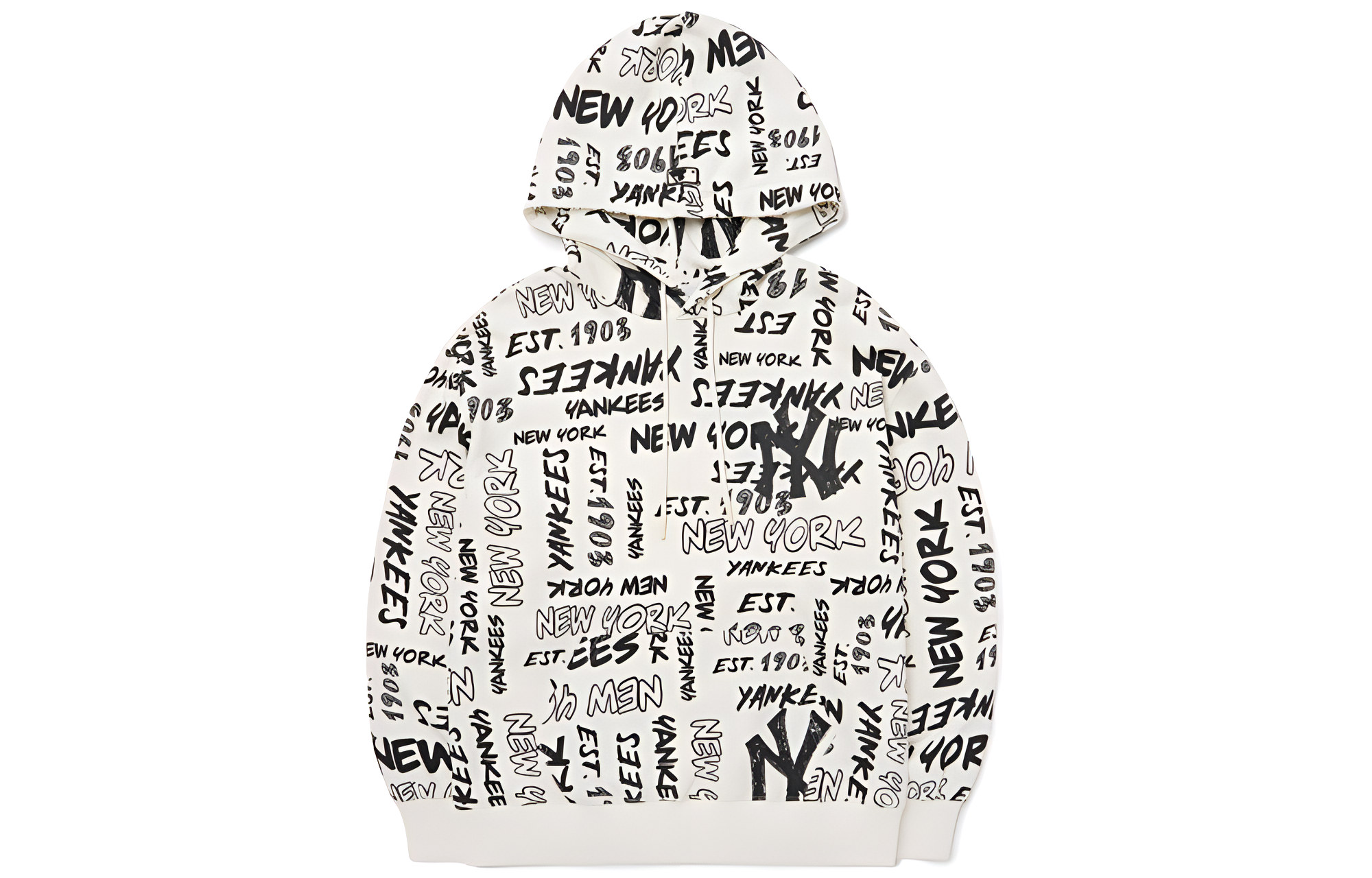 MLB New York Yankees Letter Graffiti Hoodie Unisex White - Fall Collection 3AHDZ0124-50IVS
