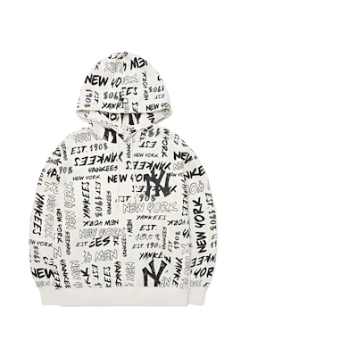 MLB New York Yankees Letter Graffiti Hoodie Unisex White - Fall Collection 3AHDZ0124-50IVS