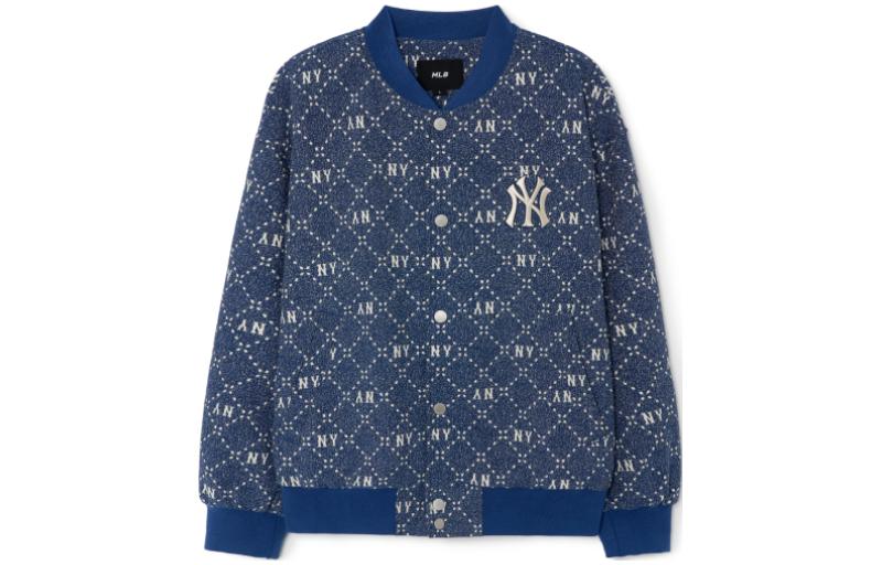 MLB New York Yankees Letter Jacquard Denim Jacket Navy Unisex 3ADKM0131-50INS