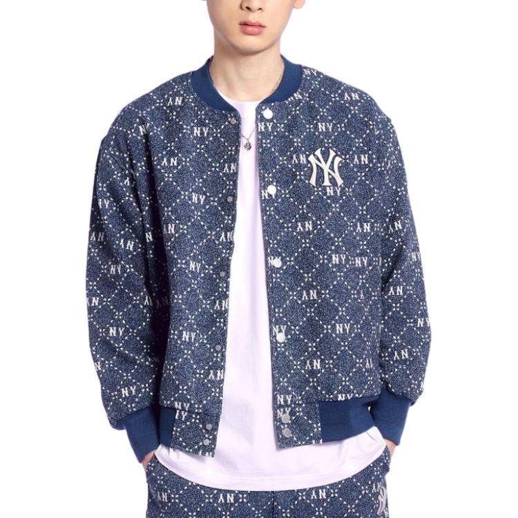 MLB New York Yankees Letter Jacquard Denim Jacket Navy Unisex 3ADKM0131-50INS 圖 4