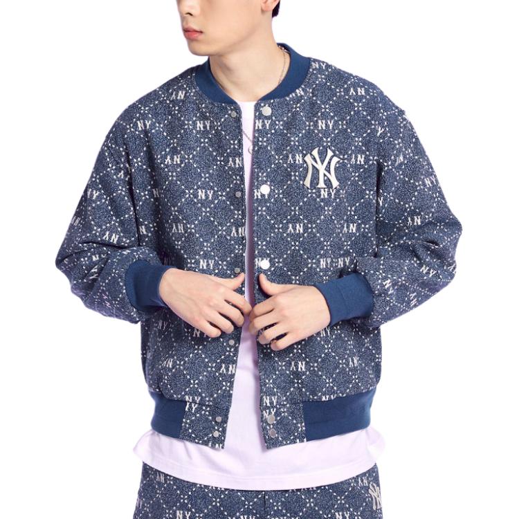 MLB New York Yankees Letter Jacquard Denim Jacket Navy Unisex 3ADKM0131-50INS 圖 5