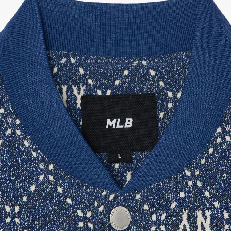 MLB New York Yankees Letter Jacquard Denim Jacket Navy Unisex 3ADKM0131-50INS 圖 6