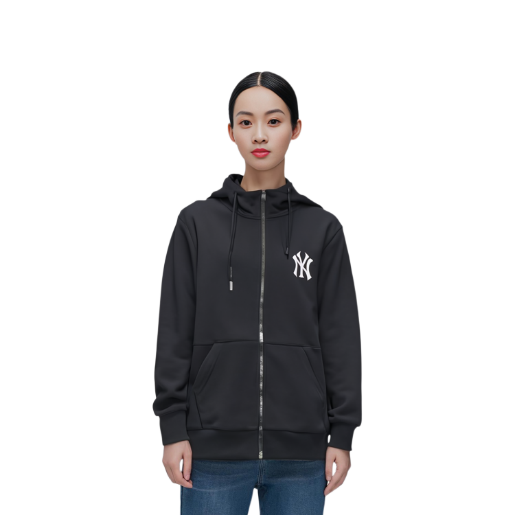 MLB New York Yankees Letter Logo Zip Hoodie Unisex Black 3ATRB0121-50BKS 圖 4