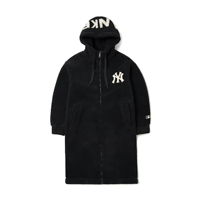 MLB New York Yankees Letter Patch Sherpa Coat Unisex Black. 3AJPF2816-50BKS
