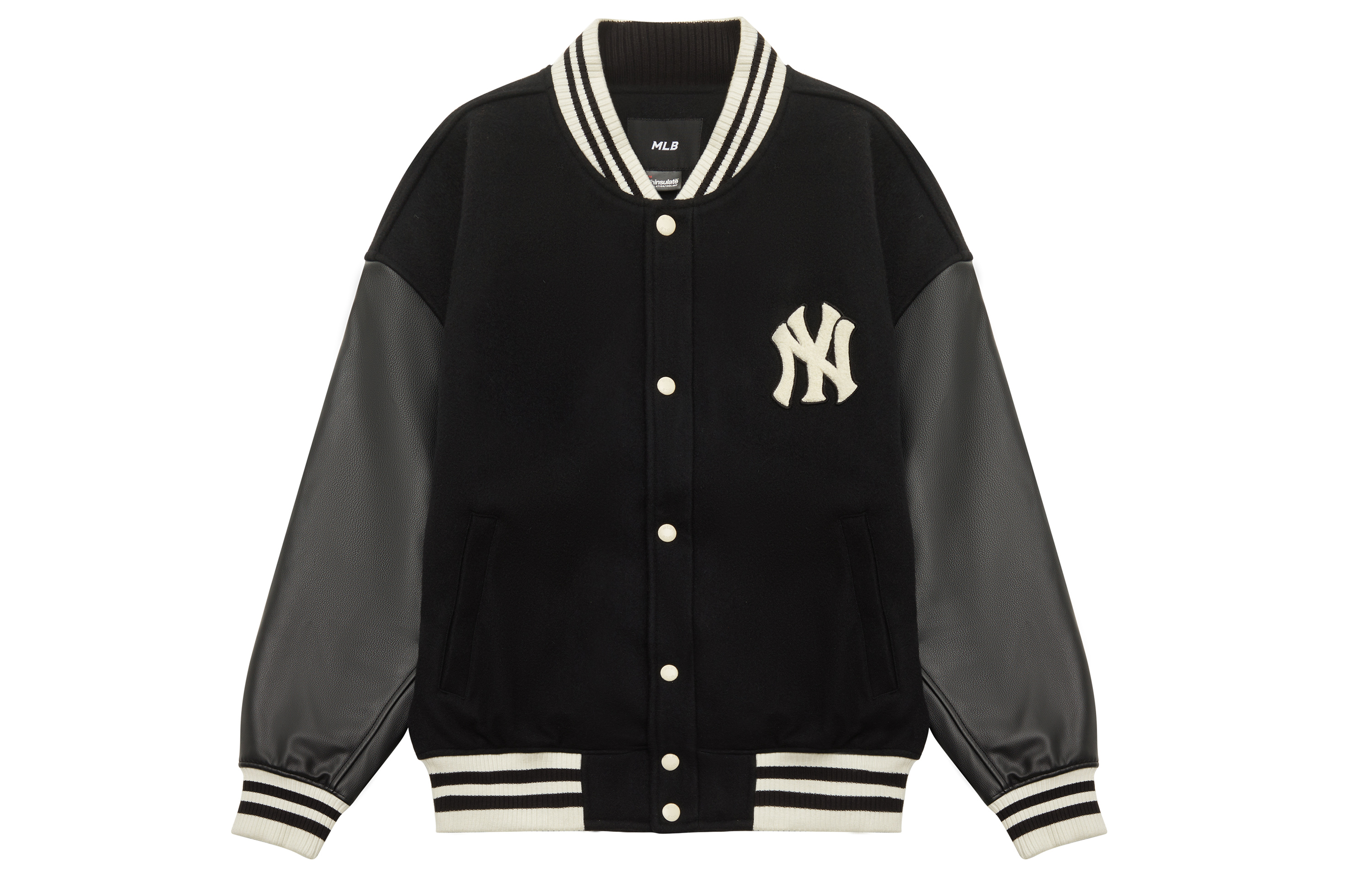 MLB New York Yankees Letter Print Baseball Jacket Unisex Black 3AJPV0634-50BKS