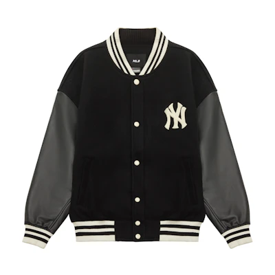 MLB New York Yankees Letter Print Baseball Jacket Unisex Black 3AJPV0634-50BKS