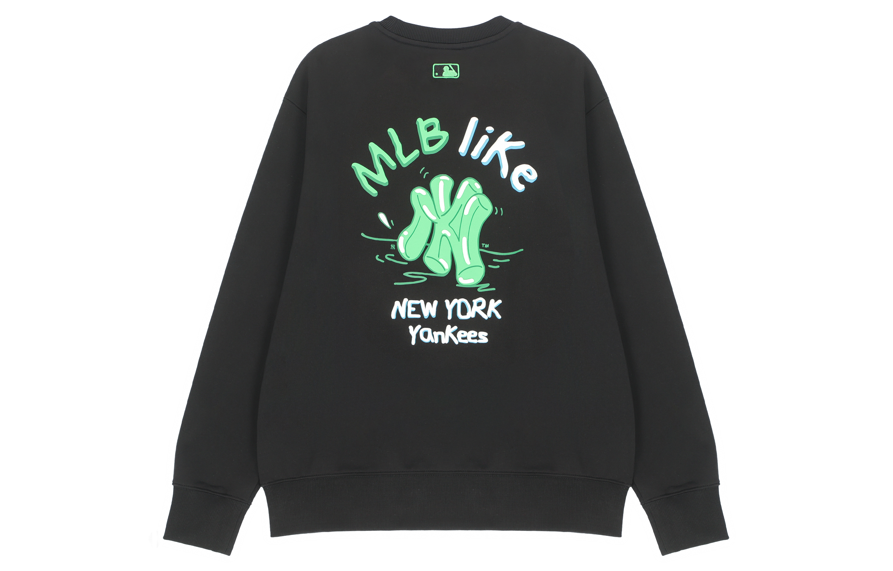MLB New York Yankees Letter Print Black Crewneck Sweatshirt Unisex Autumn Wear 3AMTL0221-50BKS