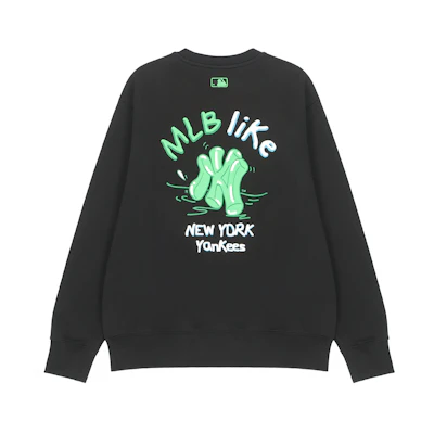 MLB New York Yankees Letter Print Black Crewneck Sweatshirt Unisex Autumn Wear 3AMTL0221-50BKS