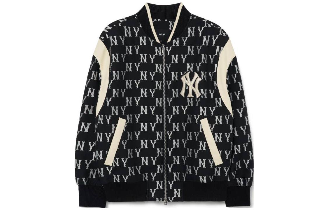 MLB New York Yankees Letter Print Colorblock Jacket Unisex Black 3AJPM0131-50BKS
