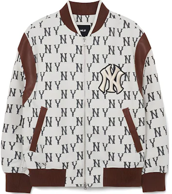 MLB New York Yankees Letter Print Colorblock Jacket Unisex Cream White 3AJPM0131-50CRS Buy MLB New York Yankees Letter Print Colorblock Jacket Unisex Cream White 3AJPM0131-50CRS