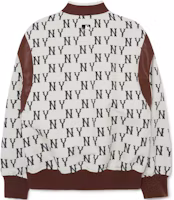 Lookbook MLB New York Yankees Letter Print Colorblock Jacket Unisex Cream White 3AJPM0131-50CRS