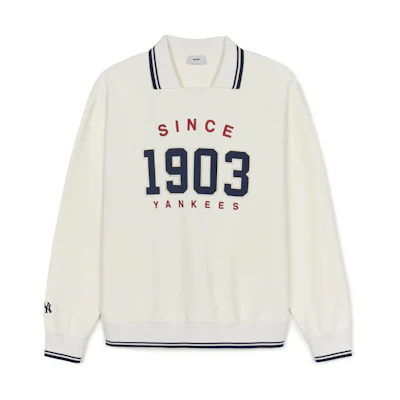 MLB New York Yankees Letter Print Cream Retro Sweatshirt Unisex Vintage Style 3AMTV0844-50CRS