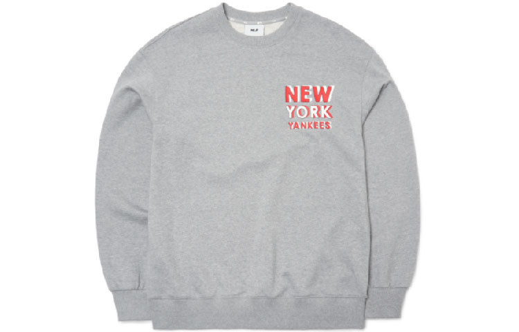 MLB New York Yankees Letter Print Crewneck Sweatshirt Unisex Grey 3AMTB0914-50MGS
