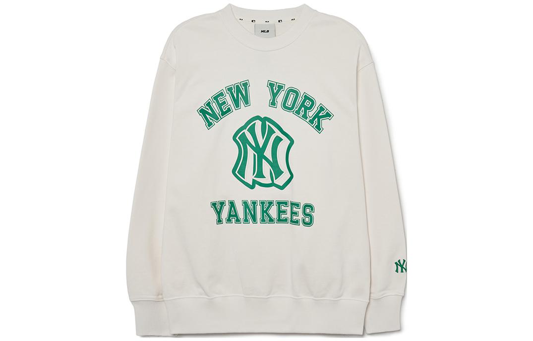 MLB New York Yankees Letter Print Crewneck Sweatshirt Cream Unisex 3AMTV0131-50CRS