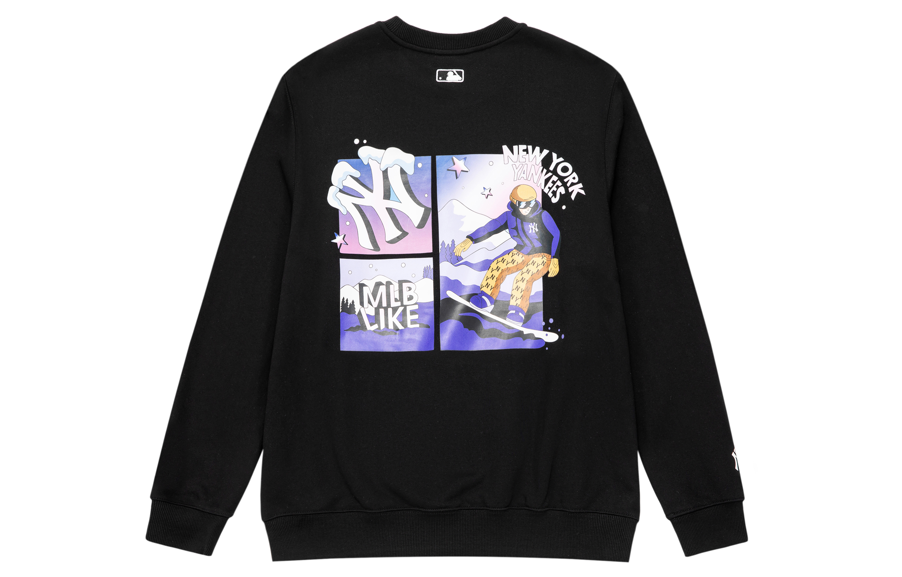 MLB New York Yankees Letter Print Crewneck Sweatshirt Unisex Black 3AMTL0134-50BKS