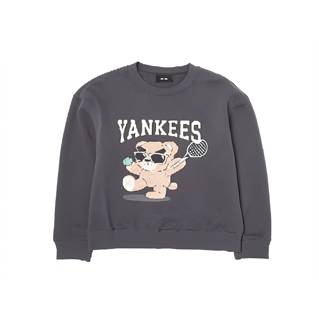 MLB New York Yankees Letter Print Crewneck Sweatshirt Unisex Charcoal Grey 3AMTE0246-50CGS